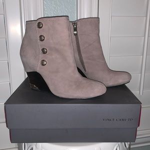 Vince Camuto Smoke Taupe Suede Huxley Bootie 8M